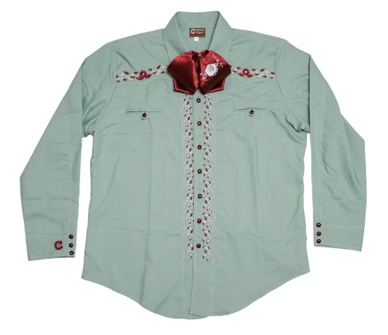 Verde Charro Camisa Charra Diseño Bordada