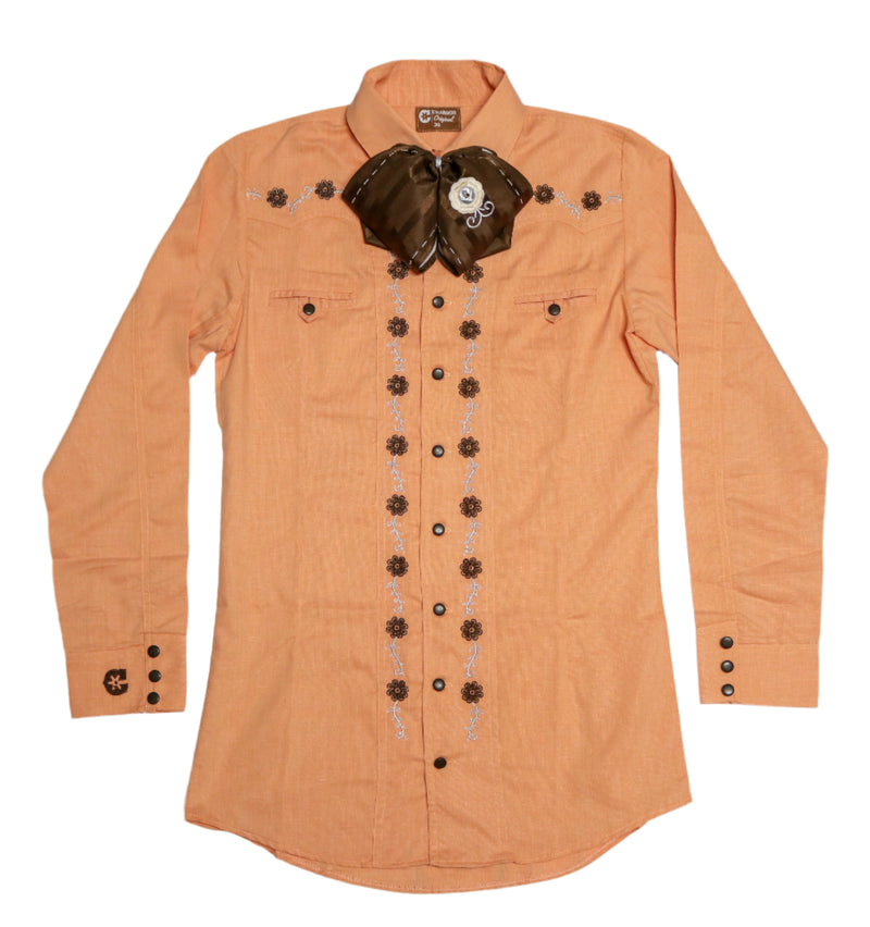 Salmon Camisa Charra Diseno Bordada