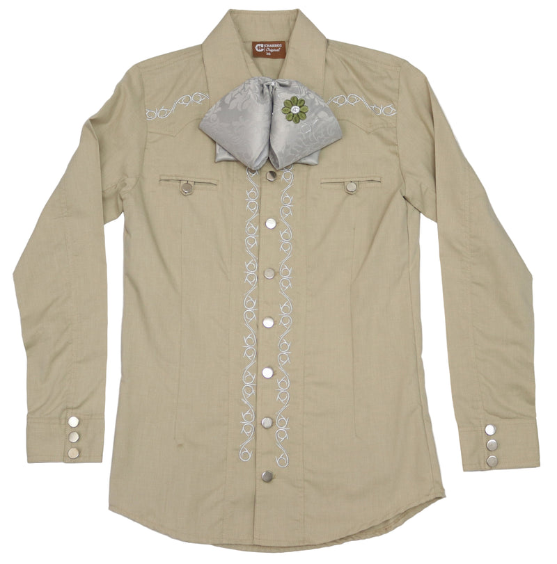 36 (S) Cafe Khaki Charra Charro Diseño Bordada