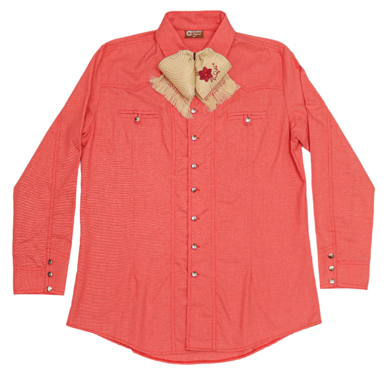 Roja Camisa Charra Diseño Lisa Charro Shirt